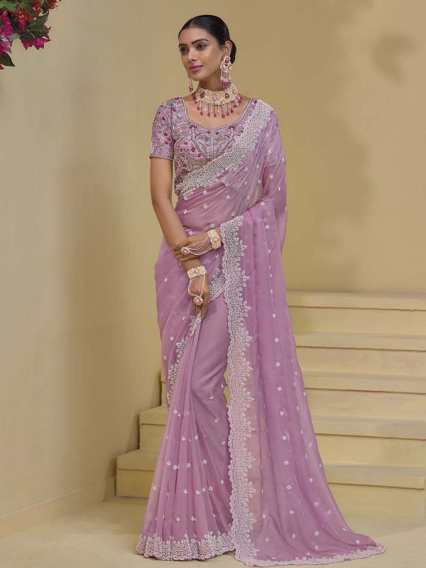 Lavender Pure Banarasi Tuscany Saree